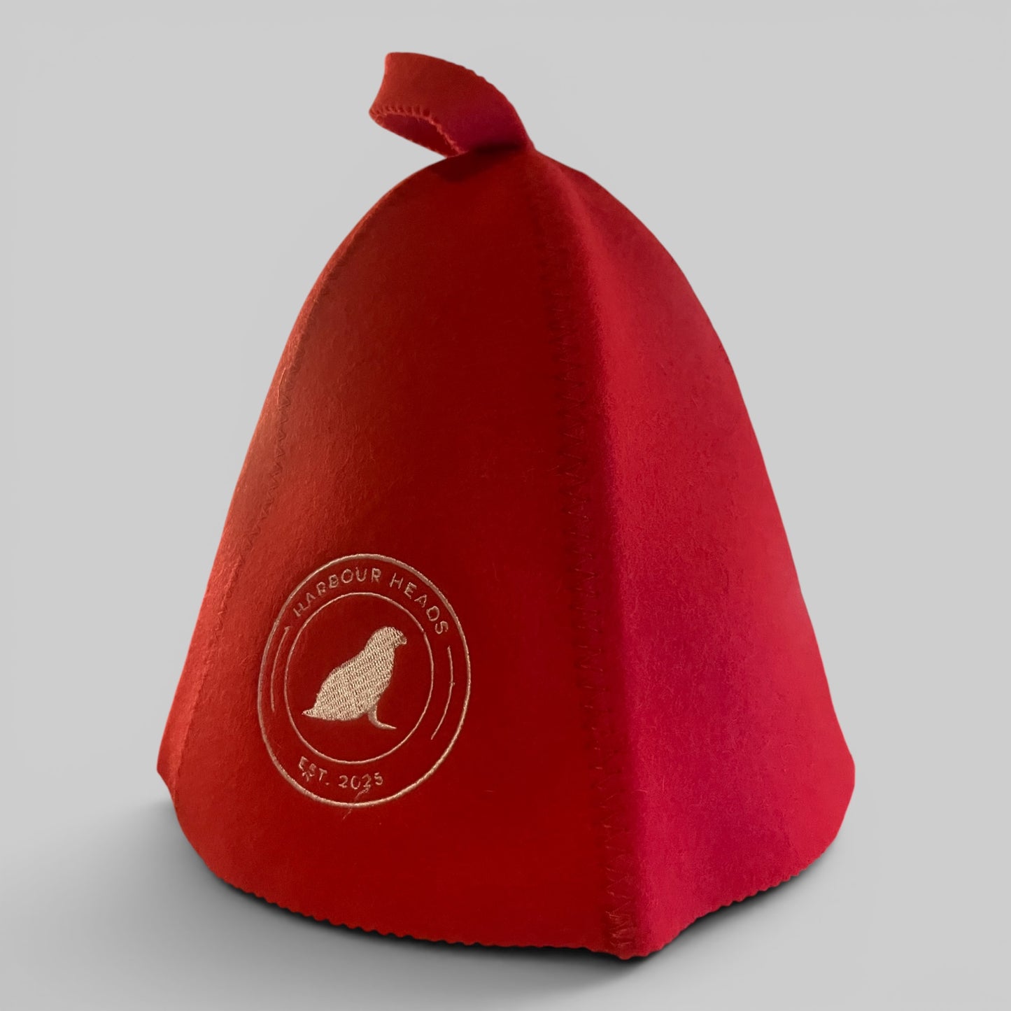 Harbour Heads Red White Canada Day sauna hat side view