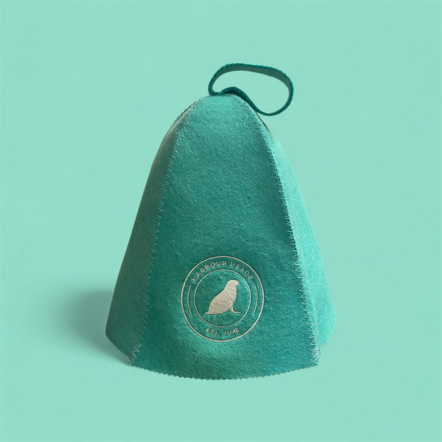 Harbour Heads Seal Teal sauna hat front view