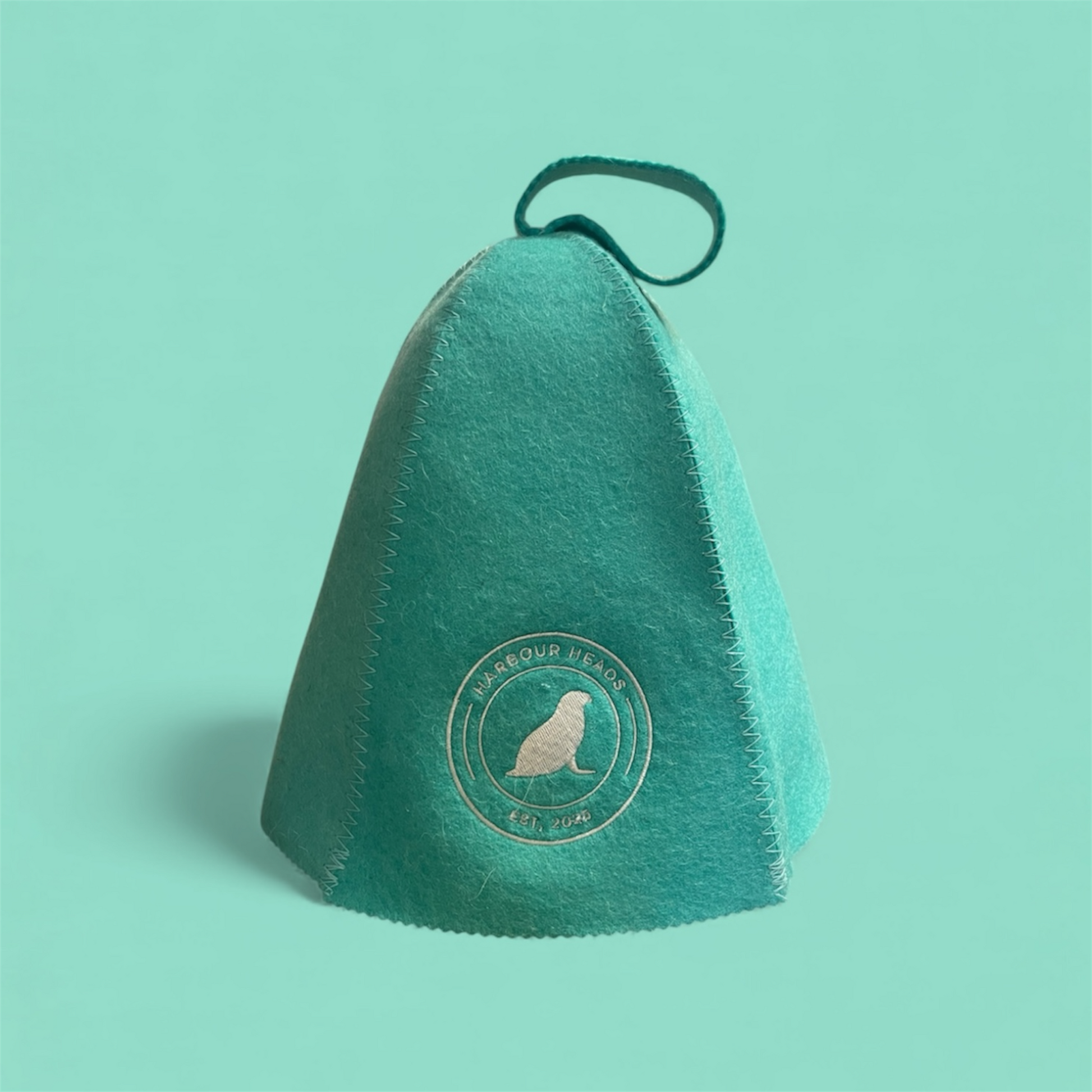 Harbour Heads Seal Teal sauna hat front view