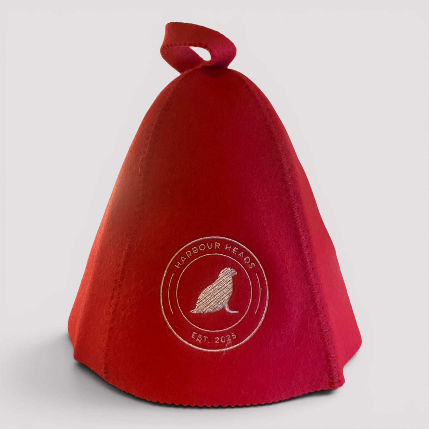Harbour Heads Red White Canada Day sauna hat front view